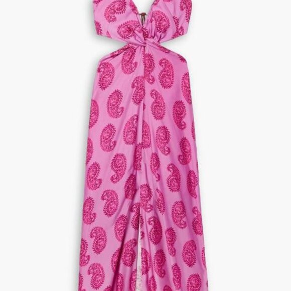 NWT VIX Paula Hermanny Leela Cutout Open-back Printed Dress Women Size Med - Picture 4 of 5